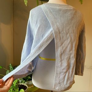 DONATING SOON! Banana Republic Light Blue Open Back 3/4 Sleeve Sweater Sz SP